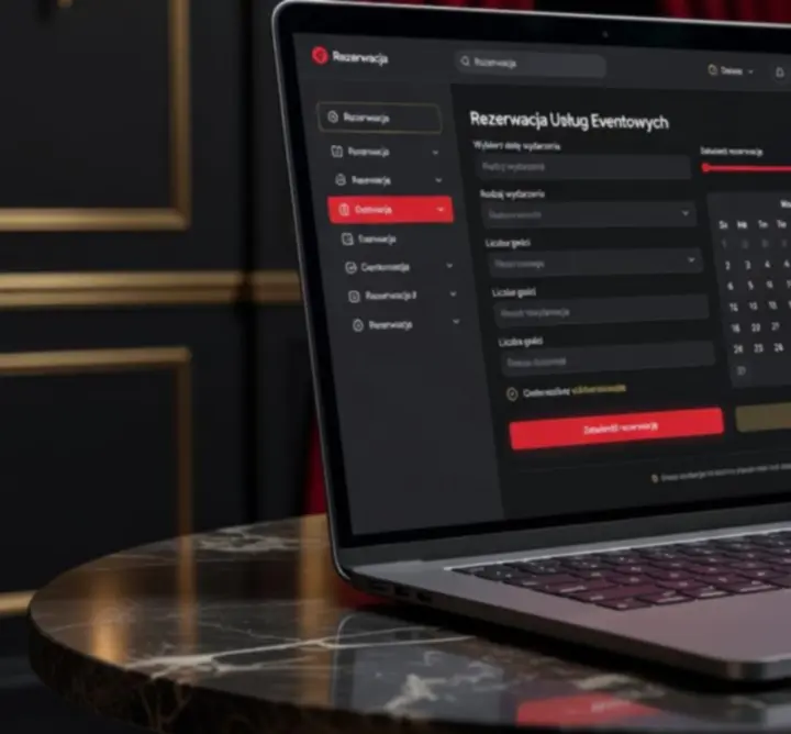 Laptop z formularzem rezerwacji usług mobilnego kasyna.